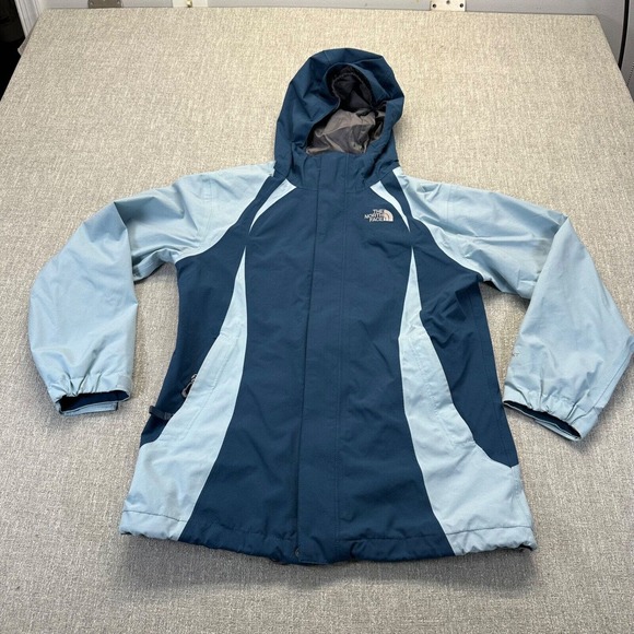 The North‎ Face Jacket Girls Large Hyvent Full Zip Blue Color Block Hooded - Picture 1 of 9